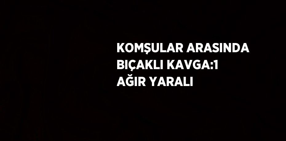 KOMŞULAR ARASINDA BIÇAKLI KAVGA:1 AĞIR YARALI