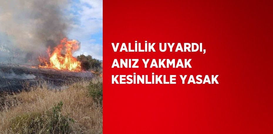 VALİLİK UYARDI, ANIZ YAKMAK KESİNLİKLE YASAK