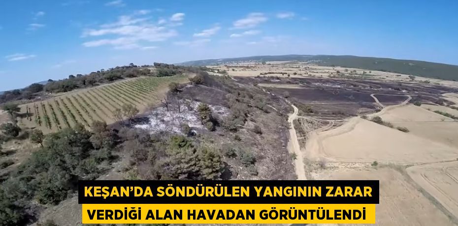 KEŞAN’DA SÖNDÜRÜLEN YANGININ ZARAR VERDİĞİ ALAN HAVADAN GÖRÜNTÜLENDİ