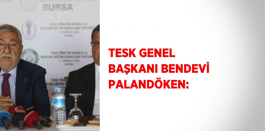 TESK GENEL BAŞKANI BENDEVİ PALANDÖKEN: