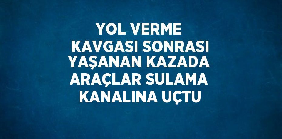 YOL VERME KAVGASI SONRASI YAŞANAN KAZADA ARAÇLAR SULAMA KANALINA UÇTU