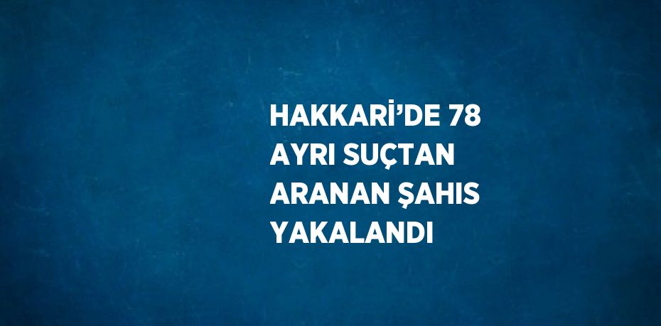 HAKKARİ’DE 78 AYRI SUÇTAN ARANAN ŞAHIS YAKALANDI