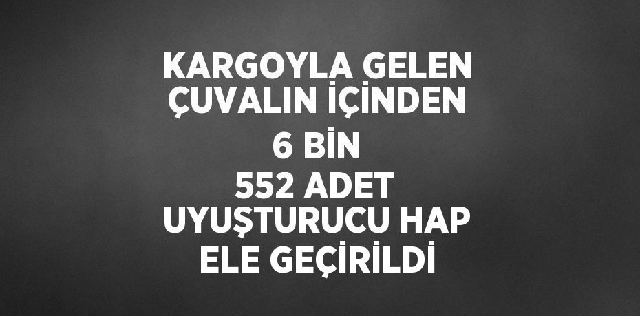 KARGOYLA GELEN ÇUVALIN İÇİNDEN 6 BİN 552 ADET UYUŞTURUCU HAP ELE GEÇİRİLDİ