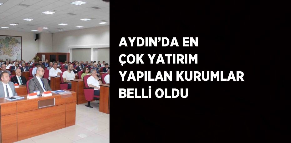 AYDIN’DA EN ÇOK YATIRIM YAPILAN KURUMLAR BELLİ OLDU