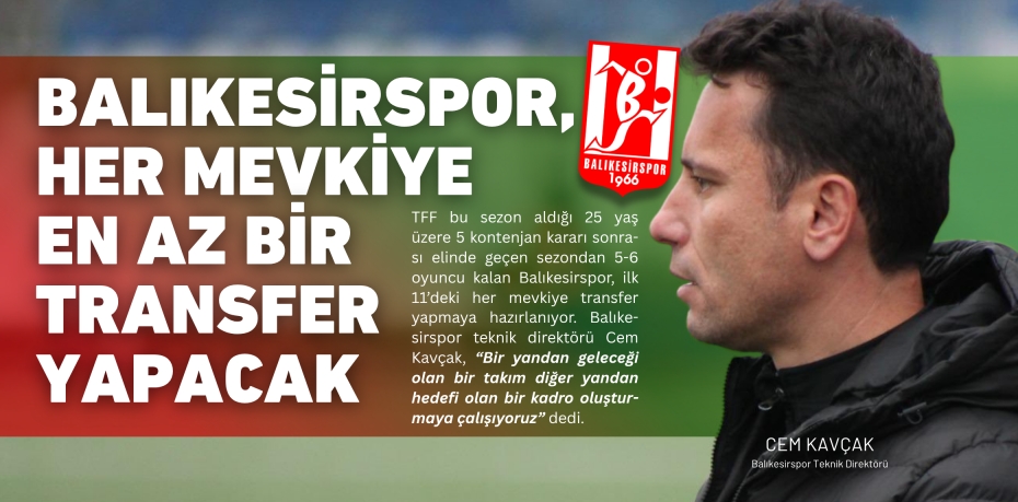 Balıkesirspor, her mevkiye en az bir transfer yapacak