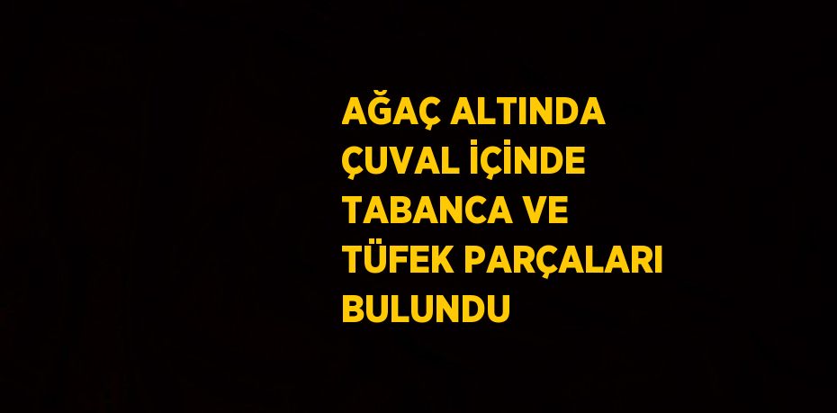 AĞAÇ ALTINDA ÇUVAL İÇİNDE TABANCA VE TÜFEK PARÇALARI BULUNDU