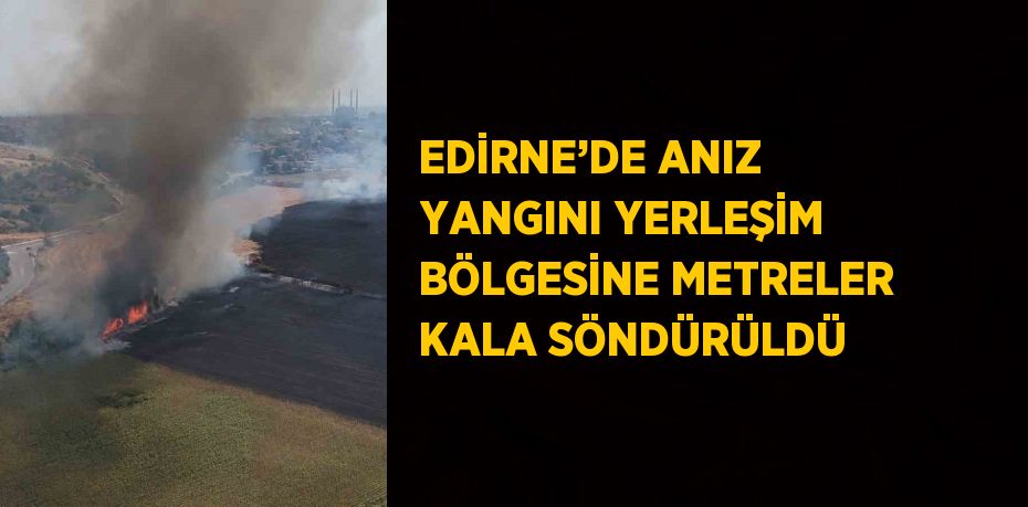 EDİRNE’DE ANIZ YANGINI YERLEŞİM BÖLGESİNE METRELER KALA SÖNDÜRÜLDÜ