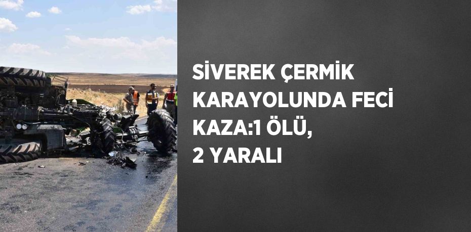 SİVEREK ÇERMİK KARAYOLUNDA FECİ KAZA:1 ÖLÜ, 2 YARALI