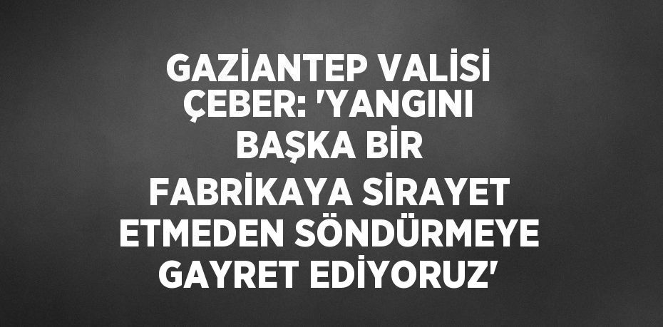 GAZİANTEP VALİSİ ÇEBER: 'YANGINI BAŞKA BİR FABRİKAYA SİRAYET ETMEDEN SÖNDÜRMEYE GAYRET EDİYORUZ'