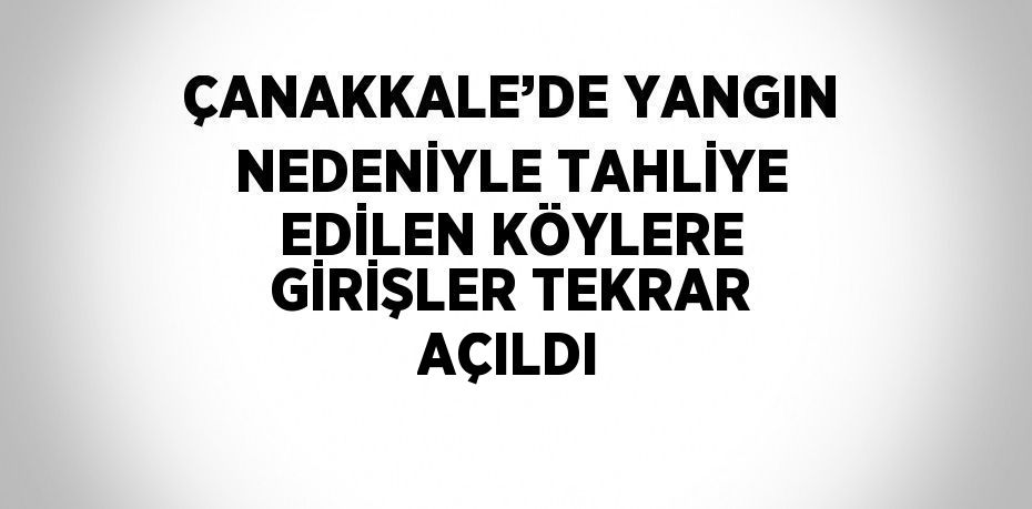 ÇANAKKALE’DE YANGIN NEDENİYLE TAHLİYE EDİLEN KÖYLERE GİRİŞLER TEKRAR AÇILDI