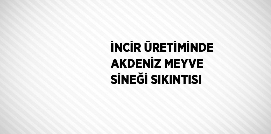 İNCİR ÜRETİMİNDE AKDENİZ MEYVE SİNEĞİ SIKINTISI