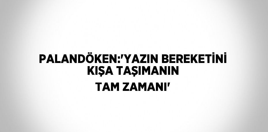 PALANDÖKEN:'YAZIN BEREKETİNİ KIŞA TAŞIMANIN TAM ZAMANI'