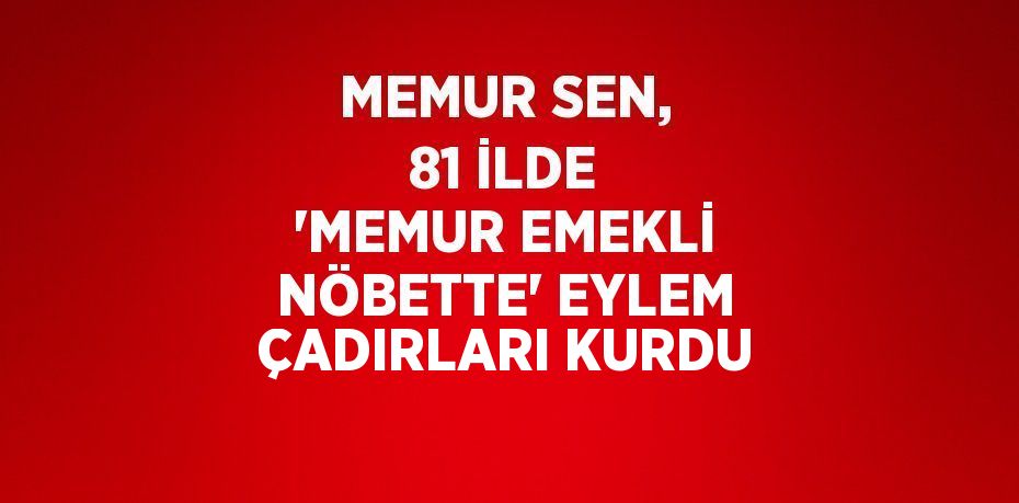 MEMUR SEN, 81 İLDE 'MEMUR EMEKLİ NÖBETTE' EYLEM ÇADIRLARI KURDU