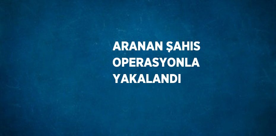ARANAN ŞAHIS OPERASYONLA YAKALANDI