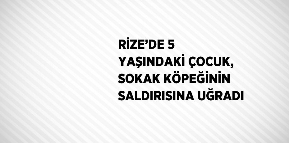 RİZE’DE 5 YAŞINDAKİ ÇOCUK, SOKAK KÖPEĞİNİN SALDIRISINA UĞRADI