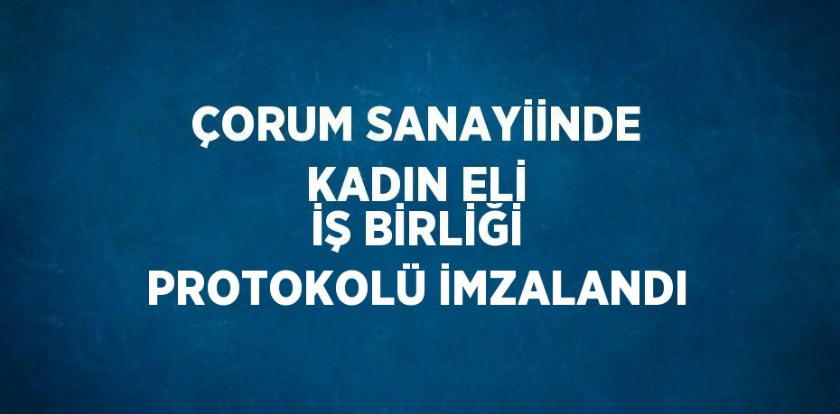 ÇORUM SANAYİİNDE KADIN ELİ İŞ BİRLİĞİ PROTOKOLÜ İMZALANDI