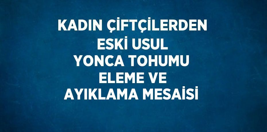 KADIN ÇİFTÇİLERDEN ESKİ USUL YONCA TOHUMU ELEME VE AYIKLAMA MESAİSİ