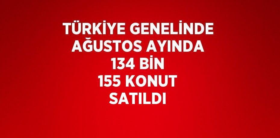 TÜRKİYE GENELİNDE AĞUSTOS AYINDA 134 BİN 155 KONUT SATILDI