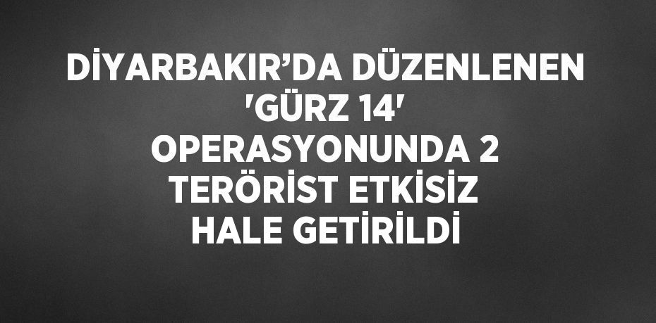 DİYARBAKIR’DA DÜZENLENEN 'GÜRZ 14' OPERASYONUNDA 2 TERÖRİST ETKİSİZ HALE GETİRİLDİ