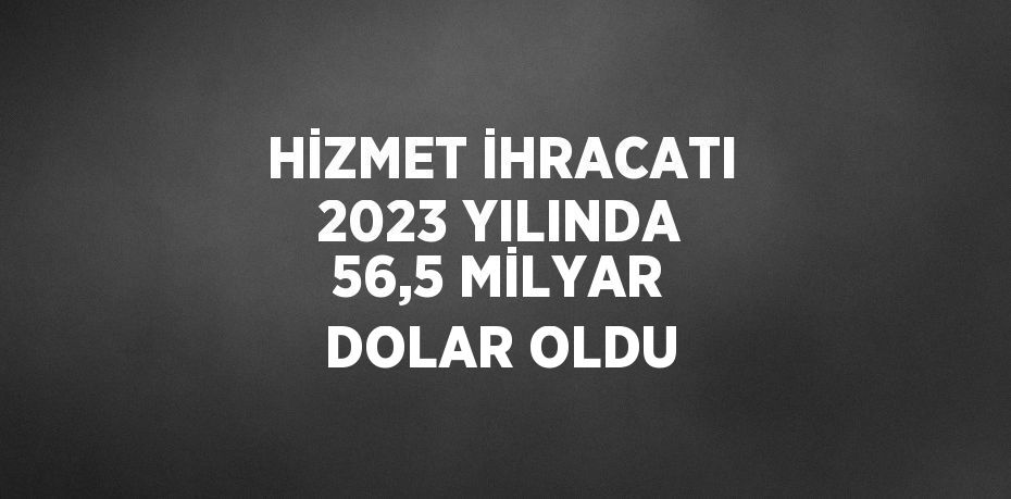 HİZMET İHRACATI 2023 YILINDA 56,5 MİLYAR DOLAR OLDU