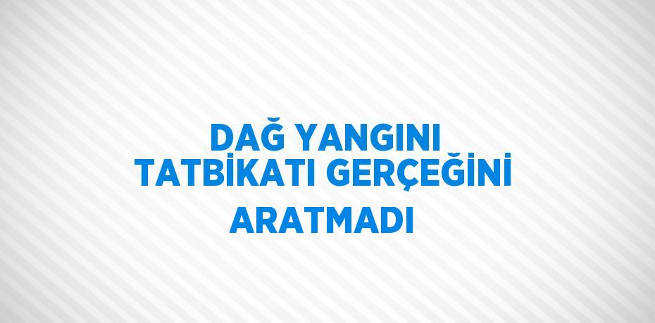 DAĞ YANGINI TATBİKATI GERÇEĞİNİ ARATMADI