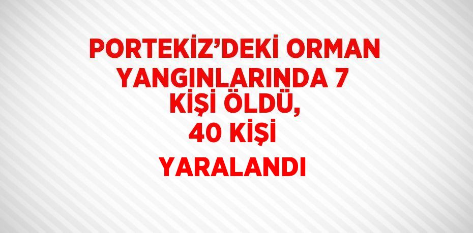 PORTEKİZ’DEKİ ORMAN YANGINLARINDA 7 KİŞİ ÖLDÜ, 40 KİŞİ YARALANDI