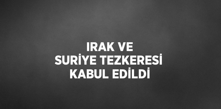 IRAK VE SURİYE TEZKERESİ KABUL EDİLDİ