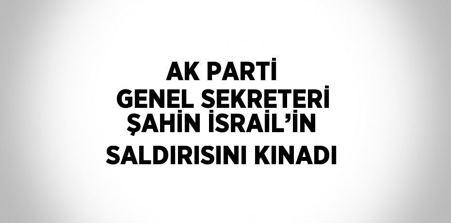 AK PARTİ GENEL SEKRETERİ ŞAHİN İSRAİL’İN SALDIRISINI KINADI