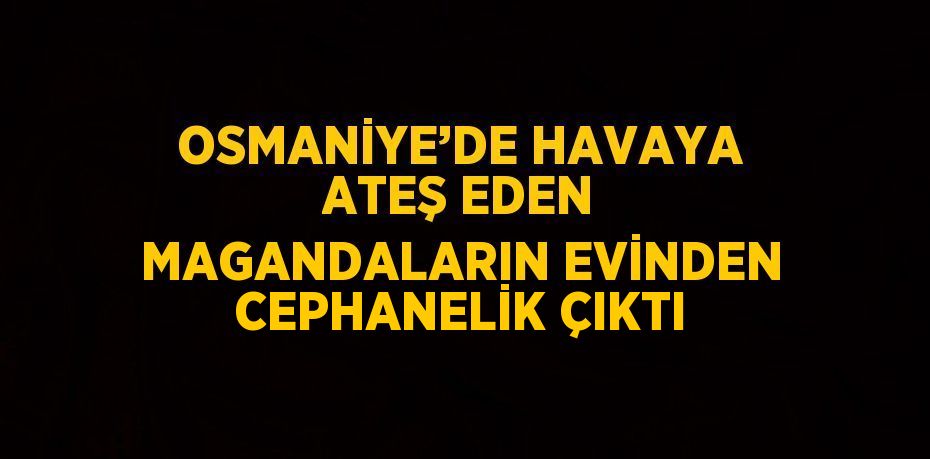 OSMANİYE’DE HAVAYA ATEŞ EDEN MAGANDALARIN EVİNDEN CEPHANELİK ÇIKTI