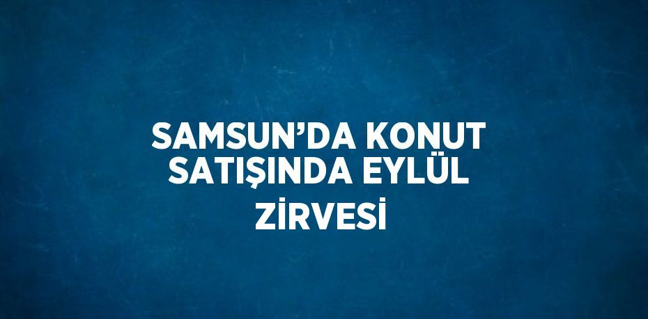 SAMSUN’DA KONUT SATIŞINDA EYLÜL ZİRVESİ