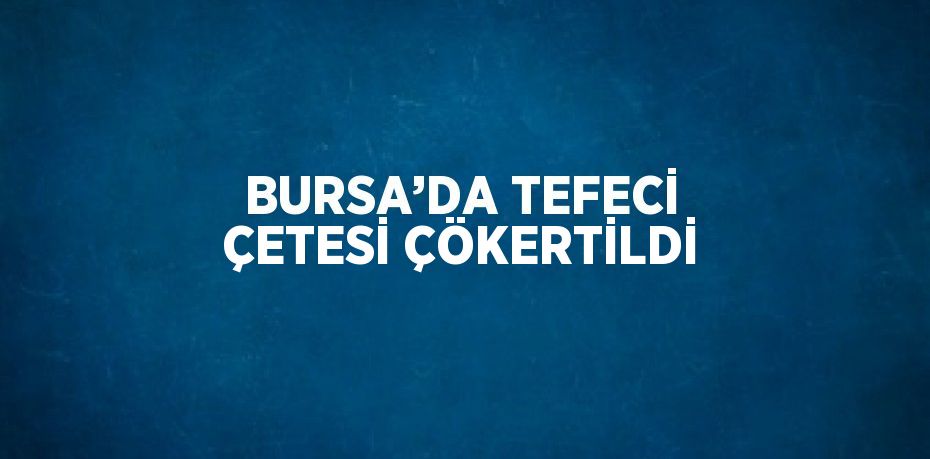 BURSA’DA TEFECİ ÇETESİ ÇÖKERTİLDİ