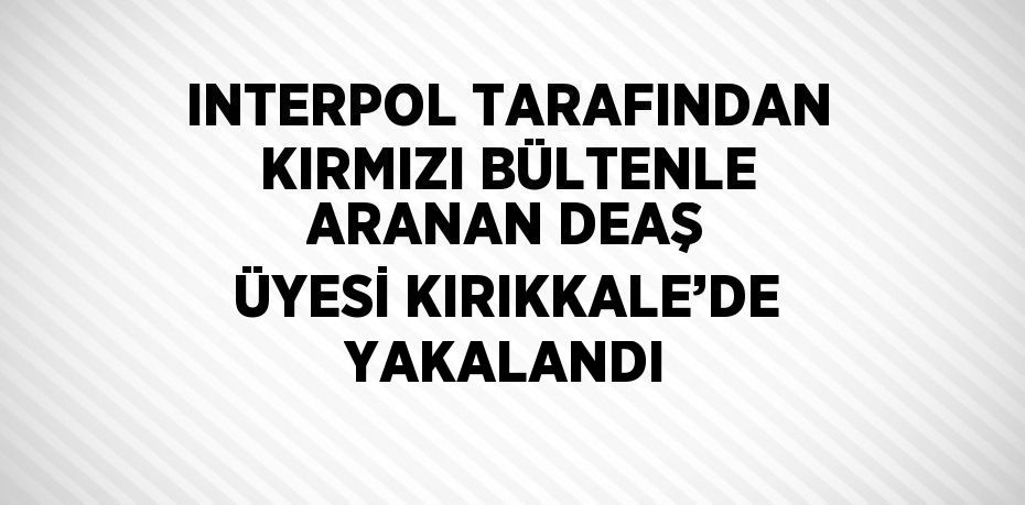 INTERPOL TARAFINDAN KIRMIZI BÜLTENLE ARANAN DEAŞ ÜYESİ KIRIKKALE’DE YAKALANDI