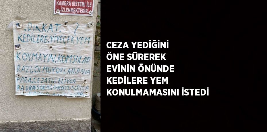 CEZA YEDİĞİNİ ÖNE SÜREREK EVİNİN ÖNÜNDE KEDİLERE YEM KONULMAMASINI İSTEDİ