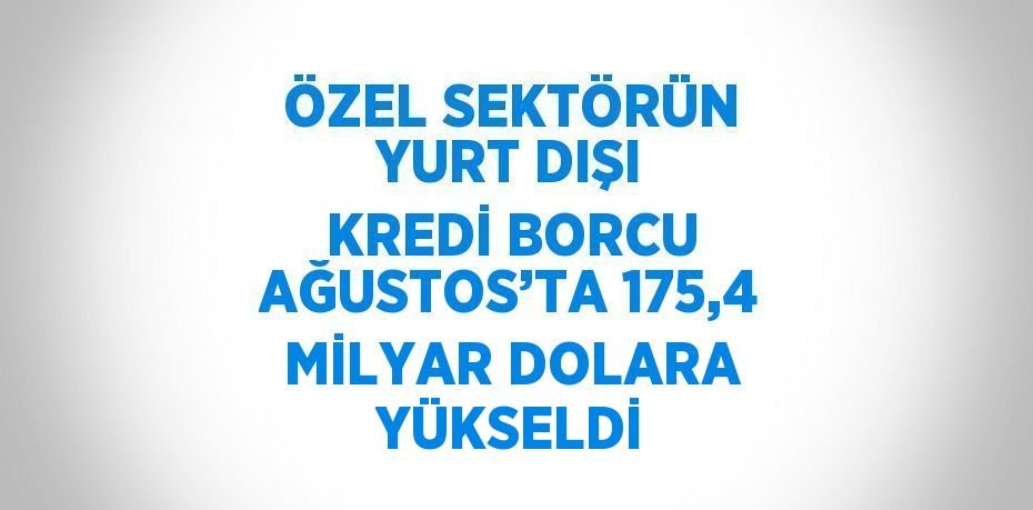 ÖZEL SEKTÖRÜN YURT DIŞI KREDİ BORCU AĞUSTOS’TA 175,4 MİLYAR DOLARA YÜKSELDİ