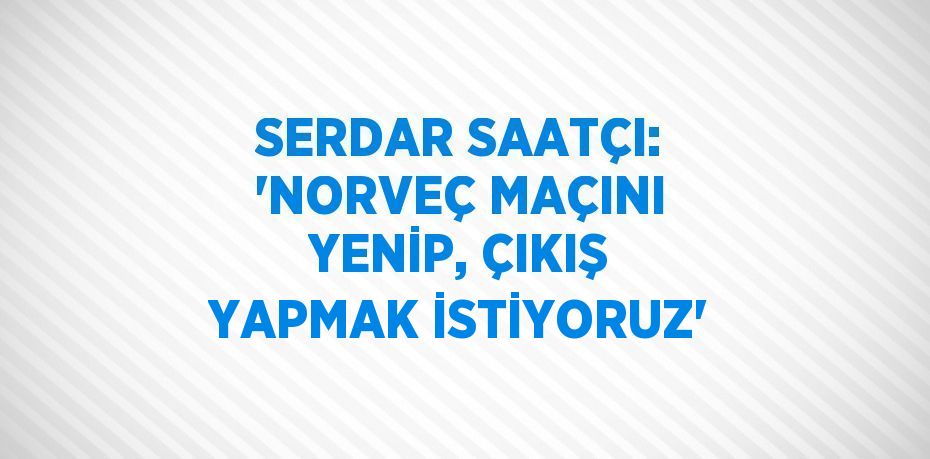 SERDAR SAATÇI: 'NORVEÇ MAÇINI YENİP, ÇIKIŞ YAPMAK İSTİYORUZ'