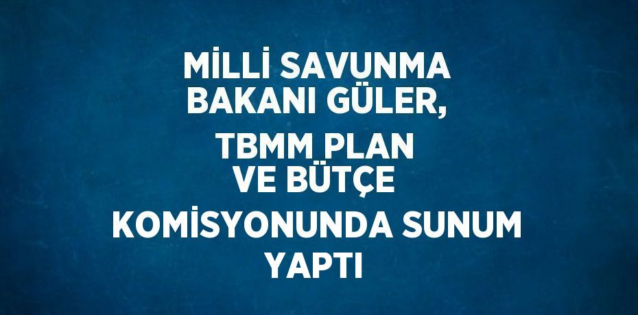 MİLLİ SAVUNMA BAKANI GÜLER, TBMM PLAN VE BÜTÇE KOMİSYONUNDA SUNUM YAPTI