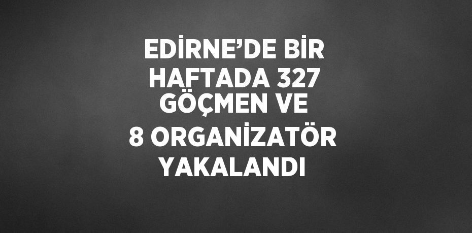 EDİRNE’DE BİR HAFTADA 327 GÖÇMEN VE 8 ORGANİZATÖR YAKALANDI