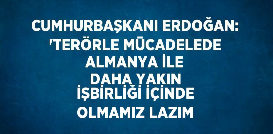 CUMHURBAŞKANI ERDOĞAN: 'TERÖRLE MÜCADELEDE ALMANYA İLE DAHA YAKIN İŞBİRLİĞİ İÇİNDE OLMAMIZ LAZIM