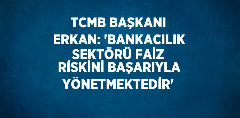 TCMB BAŞKANI ERKAN: 'BANKACILIK SEKTÖRÜ FAİZ RİSKİNİ BAŞARIYLA YÖNETMEKTEDİR'