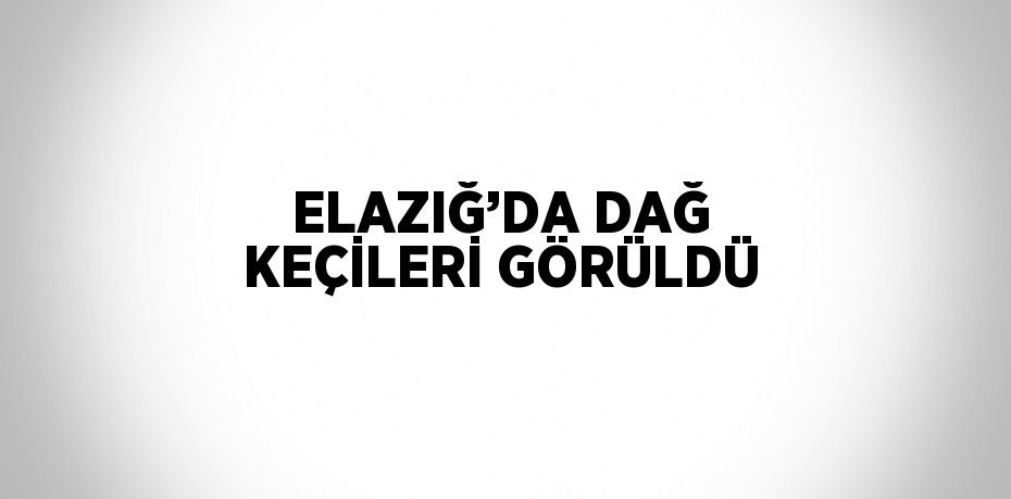 ELAZIĞ’DA DAĞ KEÇİLERİ GÖRÜLDÜ