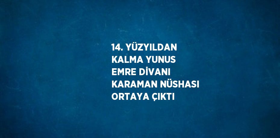 14. YÜZYILDAN KALMA YUNUS EMRE DİVANI KARAMAN NÜSHASI ORTAYA ÇIKTI