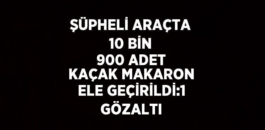 ŞÜPHELİ ARAÇTA 10 BİN 900 ADET KAÇAK MAKARON ELE GEÇİRİLDİ:1 GÖZALTI