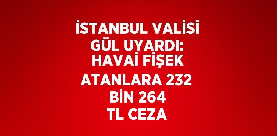 İSTANBUL VALİSİ GÜL UYARDI: HAVAİ FİŞEK ATANLARA 232 BİN 264 TL CEZA