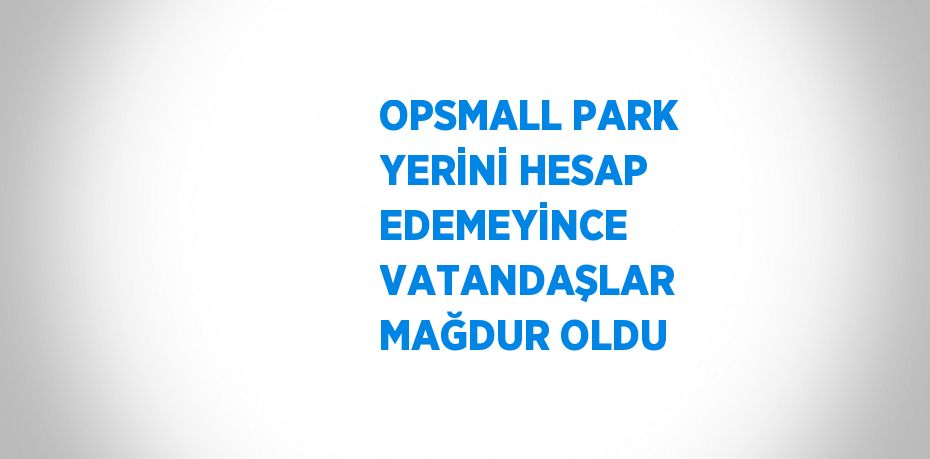 OPSMALL PARK YERİNİ HESAP EDEMEYİNCE VATANDAŞLAR MAĞDUR OLDU