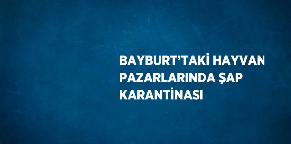 BAYBURT’TAKİ HAYVAN PAZARLARINDA ŞAP KARANTİNASI