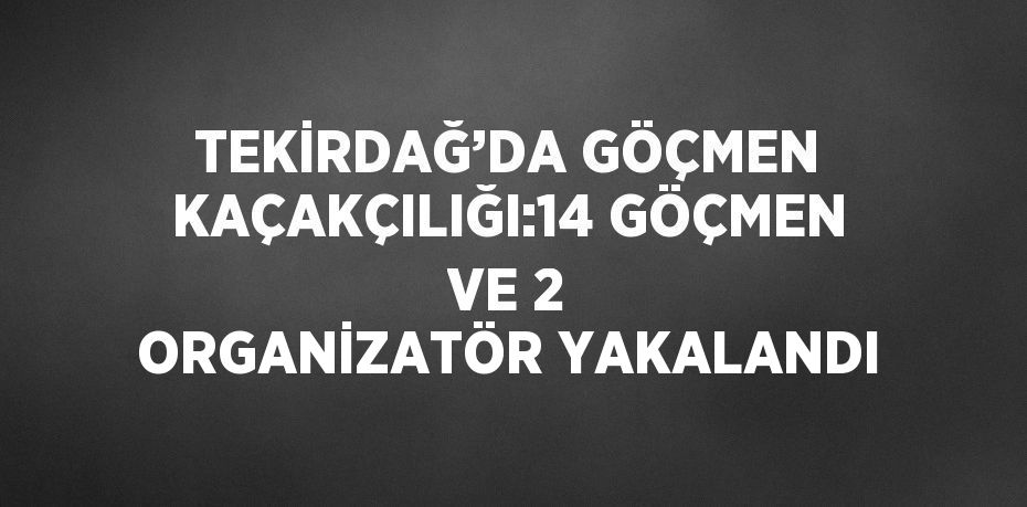 TEKİRDAĞ’DA GÖÇMEN KAÇAKÇILIĞI:14 GÖÇMEN VE 2 ORGANİZATÖR YAKALANDI