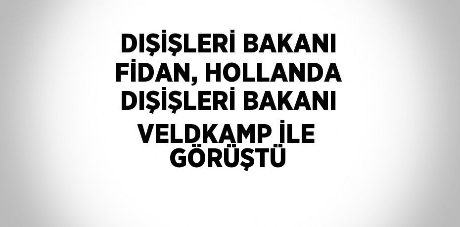 DIŞİŞLERİ BAKANI FİDAN, HOLLANDA DIŞİŞLERİ BAKANI VELDKAMP İLE GÖRÜŞTÜ