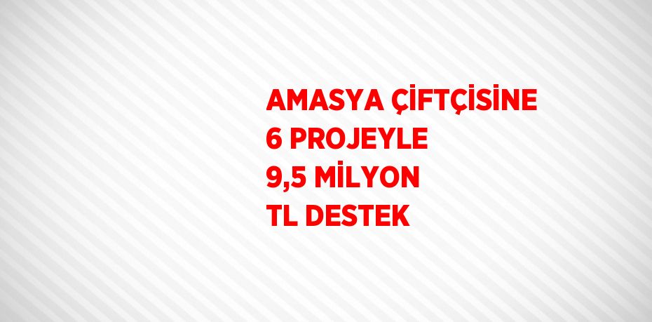 AMASYA ÇİFTÇİSİNE 6 PROJEYLE 9,5 MİLYON TL DESTEK