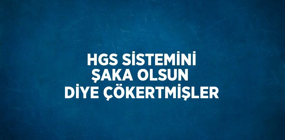 HGS SİSTEMİNİ ŞAKA OLSUN DİYE ÇÖKERTMİŞLER