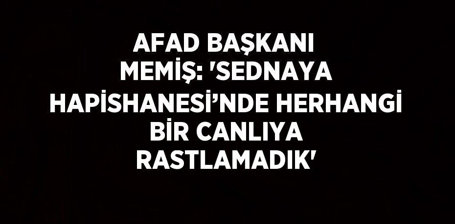 AFAD BAŞKANI MEMİŞ: 'SEDNAYA HAPİSHANESİ’NDE HERHANGİ BİR CANLIYA RASTLAMADIK'